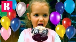 Embedded thumbnail for 4 000 000 Subs Гигантская собака конфета Шарики у 4-х летней Кати Giant candy Balloons &amp;amp; party Cake